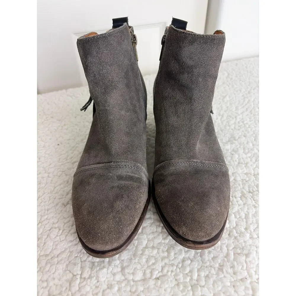 Pikolinos‎ Womens Grey Suede Booties Size 40 9.5 Baqueira Block Heel Tassel